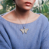 Sparkling Butterfly Platinum Plated Pendant – No Chain
